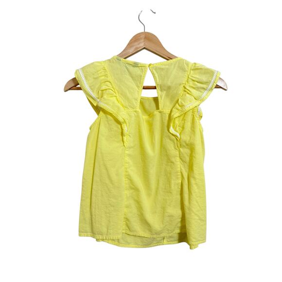 Banana Republic Women's Lemon Yellow Embroidered Short Sleeve Boho Blouse XS - Picture 2 of 6